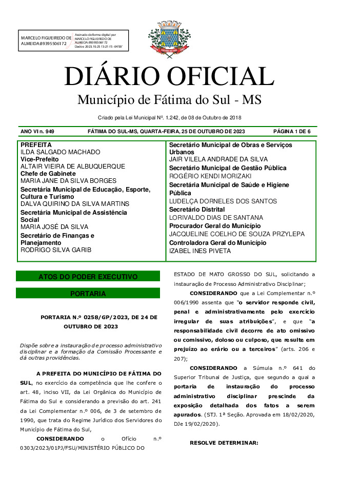 Diário Oficial - Edição nº 949